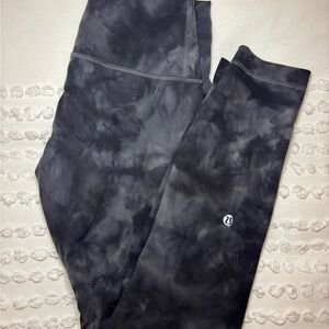 Lululemon Wunder Train Gray Tie-Dye 7/8 Leggings